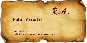 Rohr Arnold névjegykártya